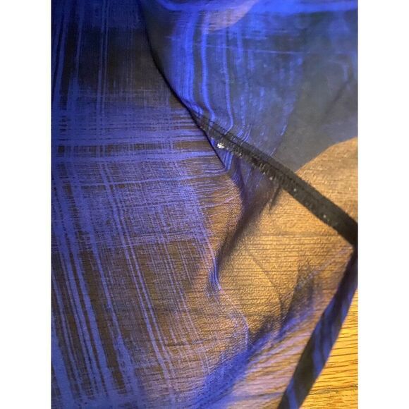 New York & Company womens Blue Plaid Sheer Button-Up collared Blouse size Medium - Picture 8 of 8